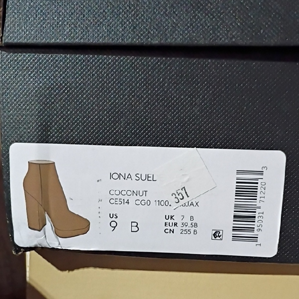 Coach Tan Suede Platform Block Heel Ankle Boots - Picture 2 of 5